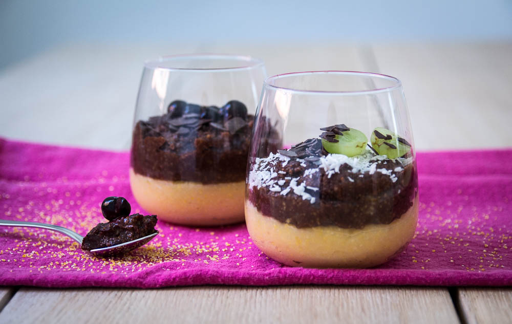 Polenta Pudding Dessert - Vanille & Kakao geschichtet