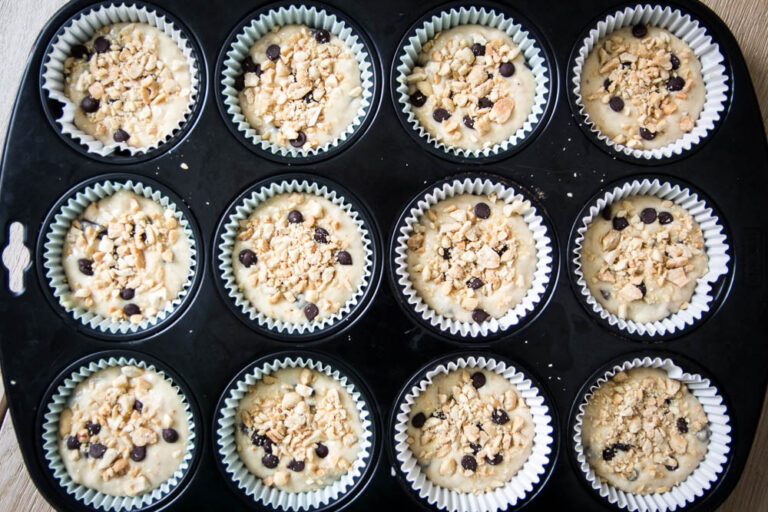 Bananen-Erdnuss-Schoko Muffins ohne Ei - Momentgenuss