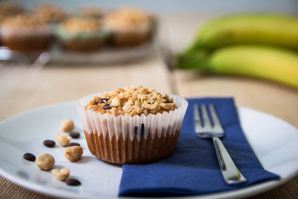 Bananen-Erdnuss-Schoko Muffins passend zu Kaffee und Kuchen